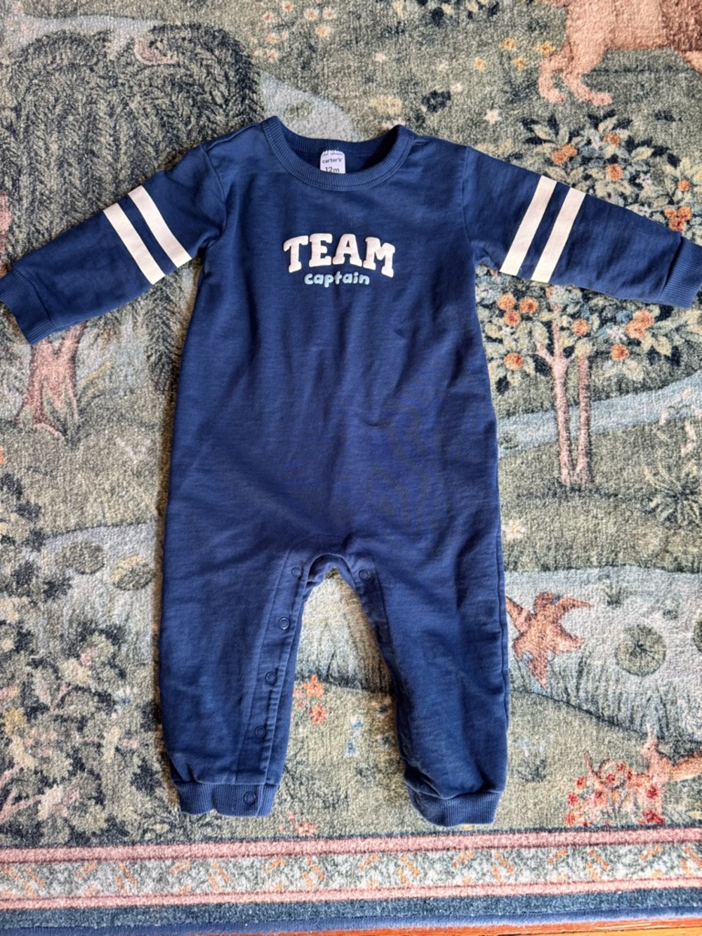 Carters Brand New Team Captain Navy Baby One-Piece Romper, 12 Months